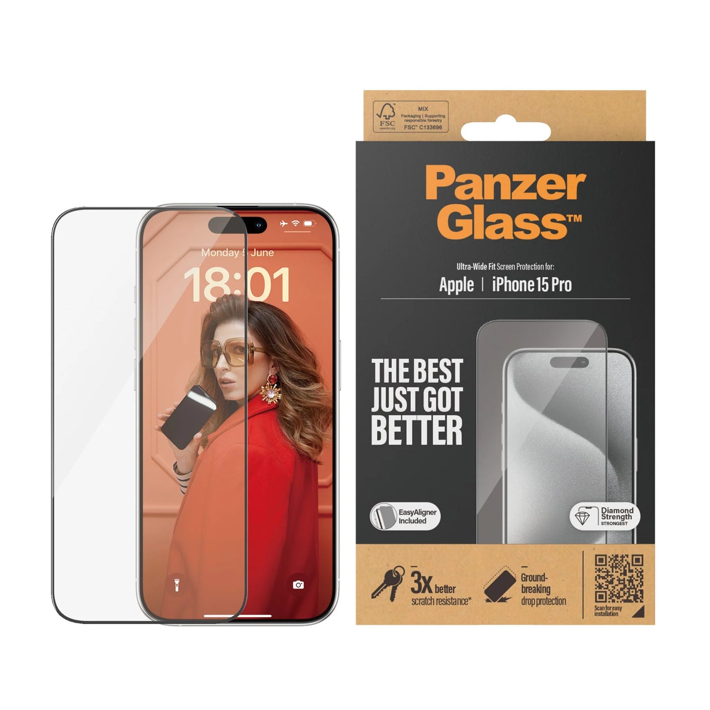 PanzerGlass Apple iPhone 15 Pro med Easy Aligner