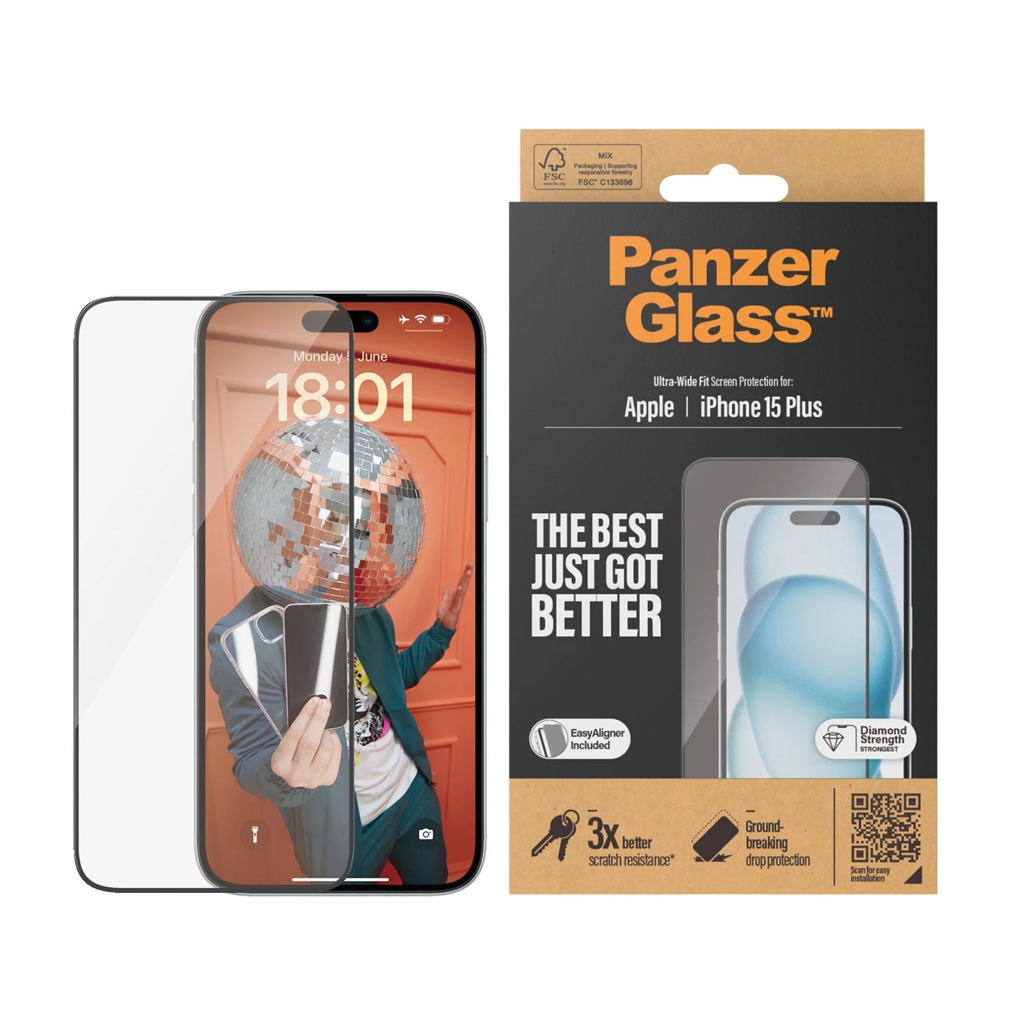 PanzerGlass Apple iPhone 15 Plus med Easy Aligner