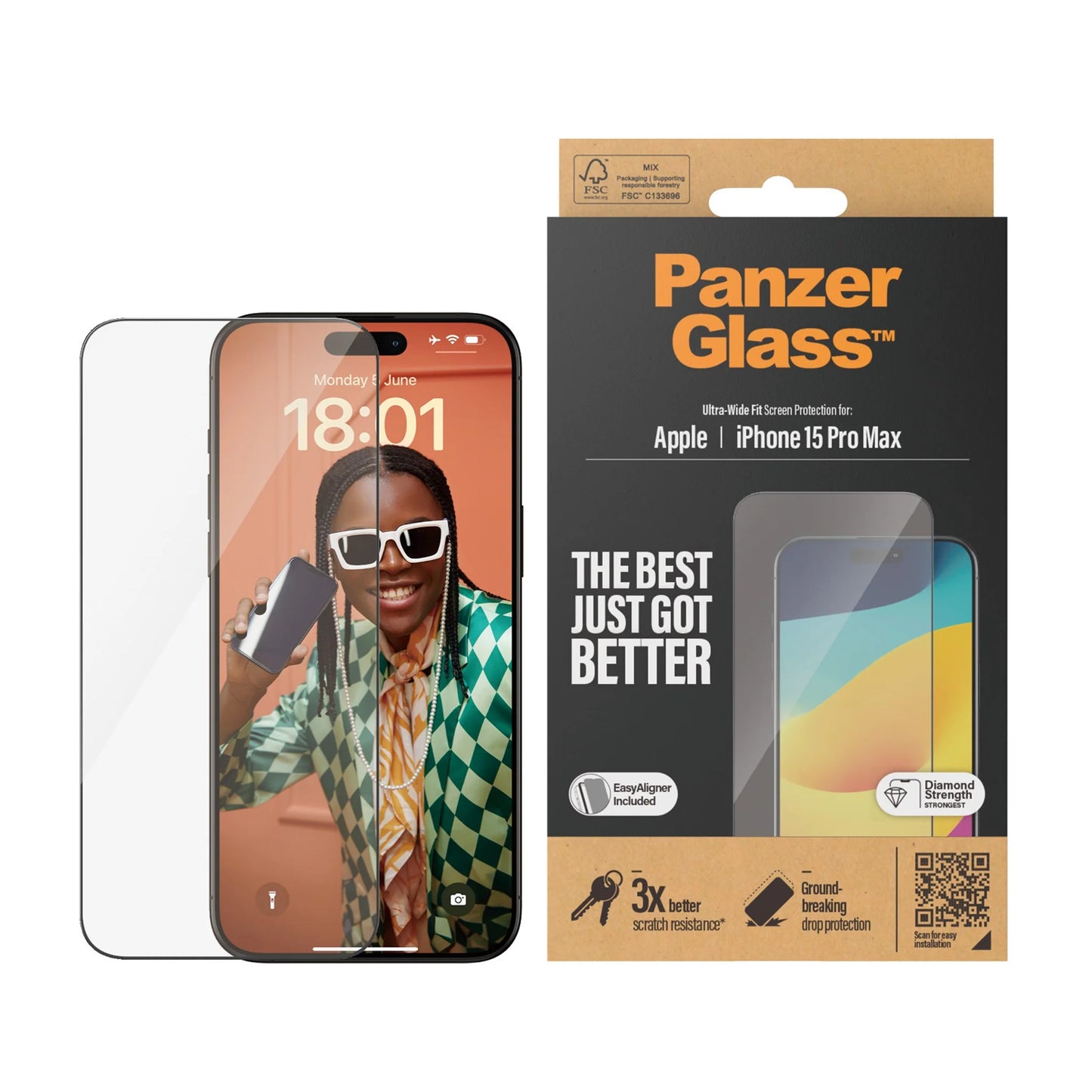PanzerGlass Apple iPhone 15 Pro Max med Easy Aligner