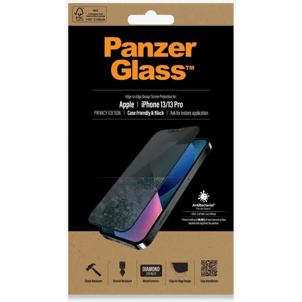 PanzerGlass Apple iPhone 13/13 Pro Black Case Friendly Privacy