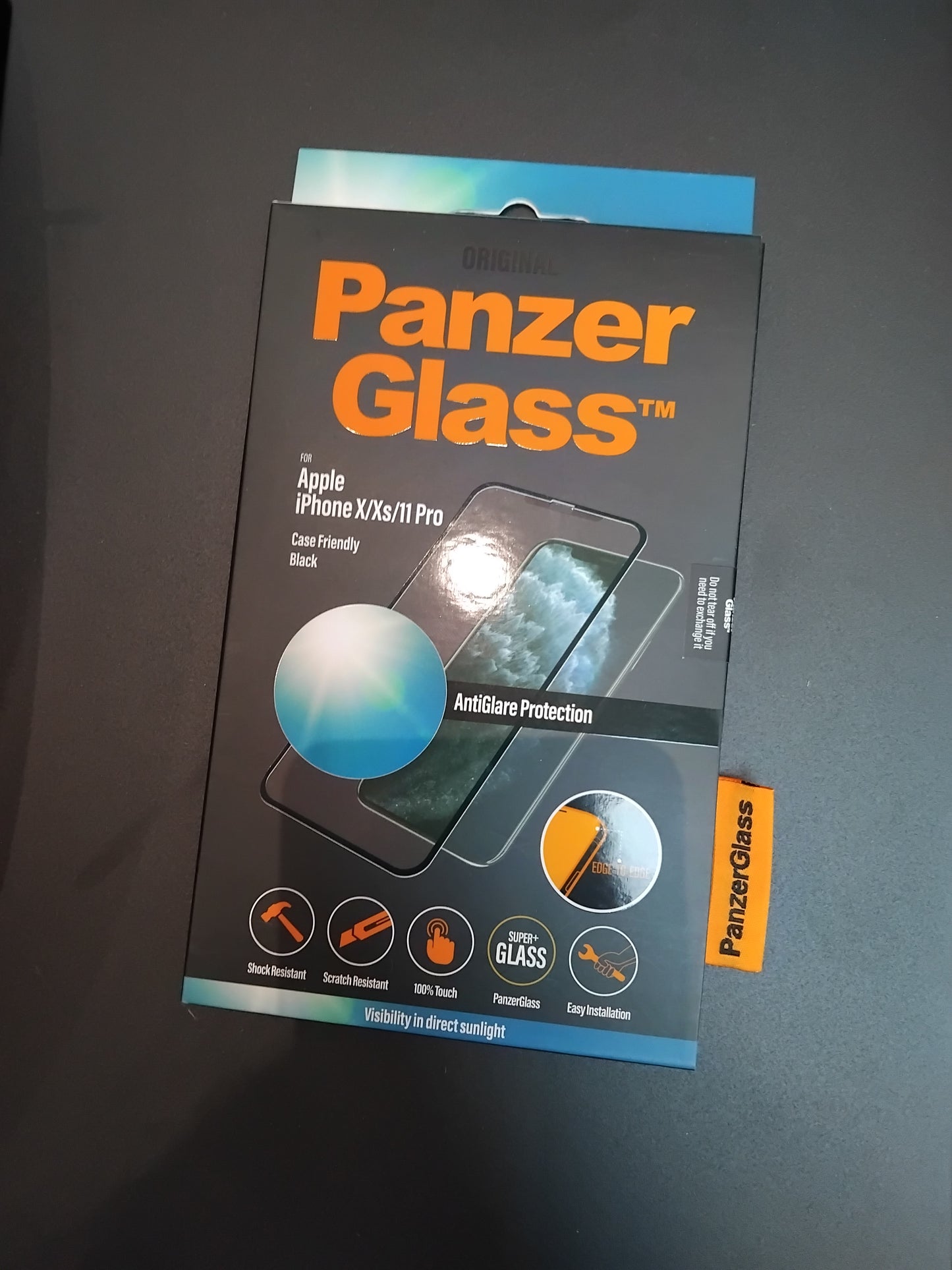 PanzerGlass - Apple iPhone X/Xs/11 Pro Case Friendly, Black AntiGlare Protection