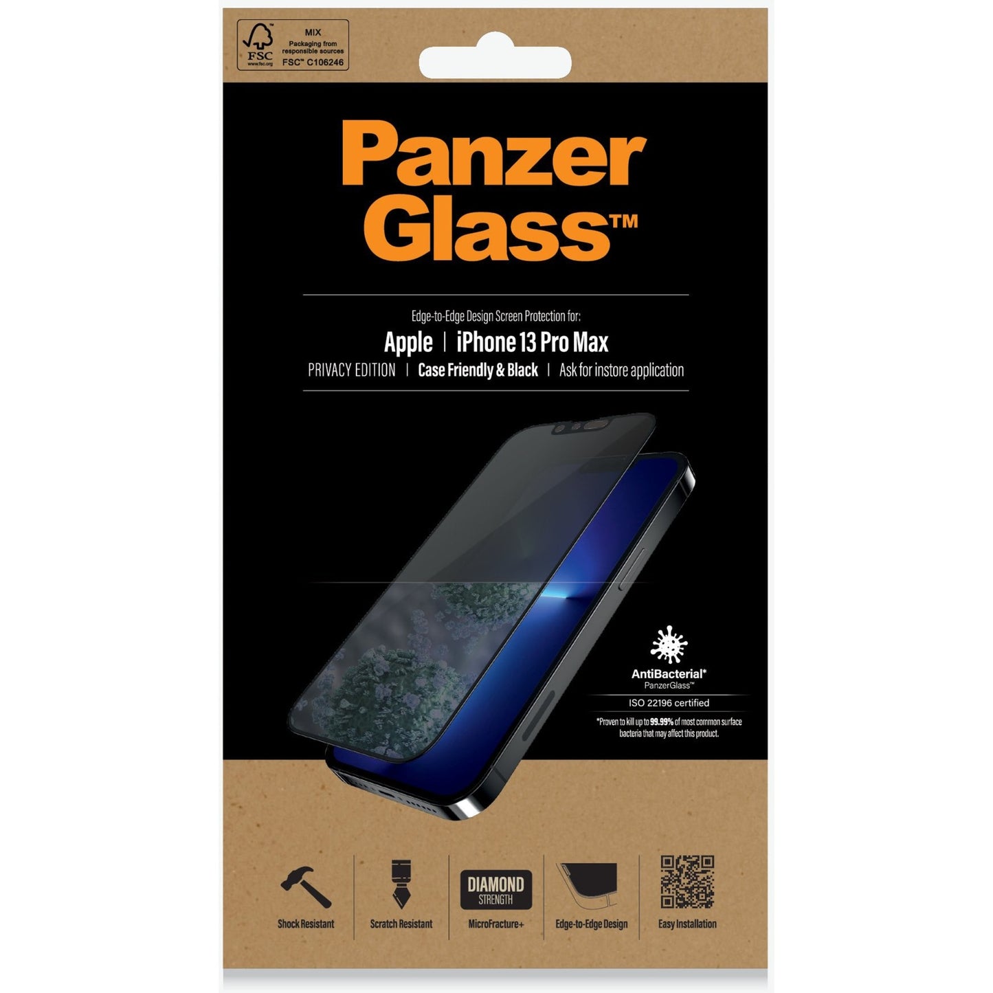 PanzerGlass Apple iPhone 13 Pro Max Black Case Friendly Privacy