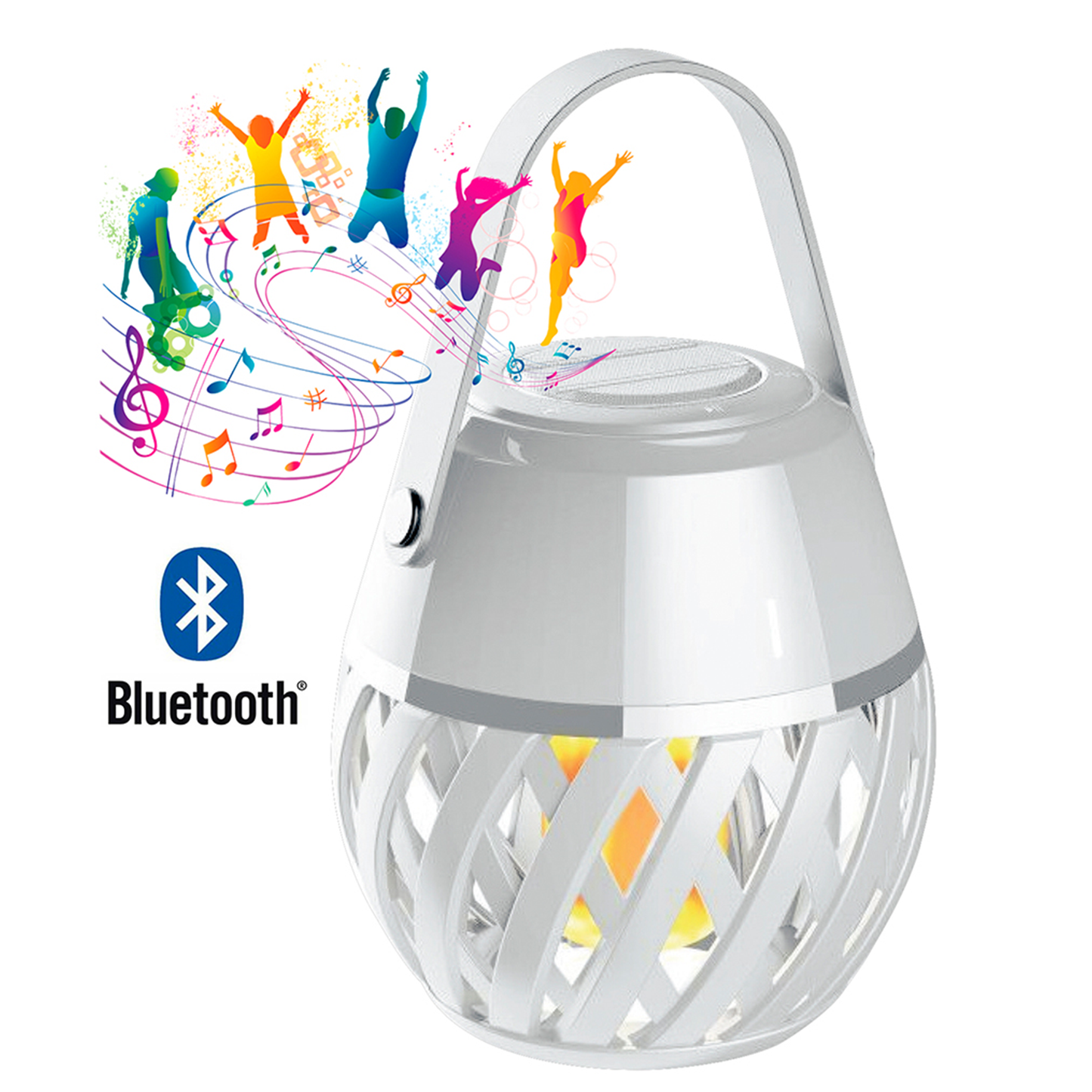 Homeline Helios Flamlampa med BT-högtalare, Vit