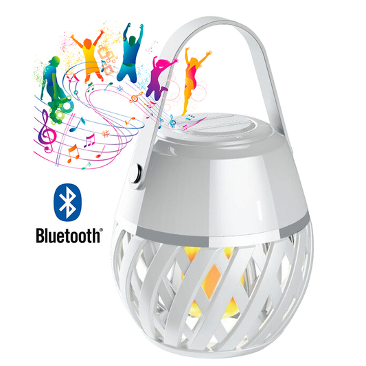 Homeline Helios Flamlampa med BT-högtalare, Vit