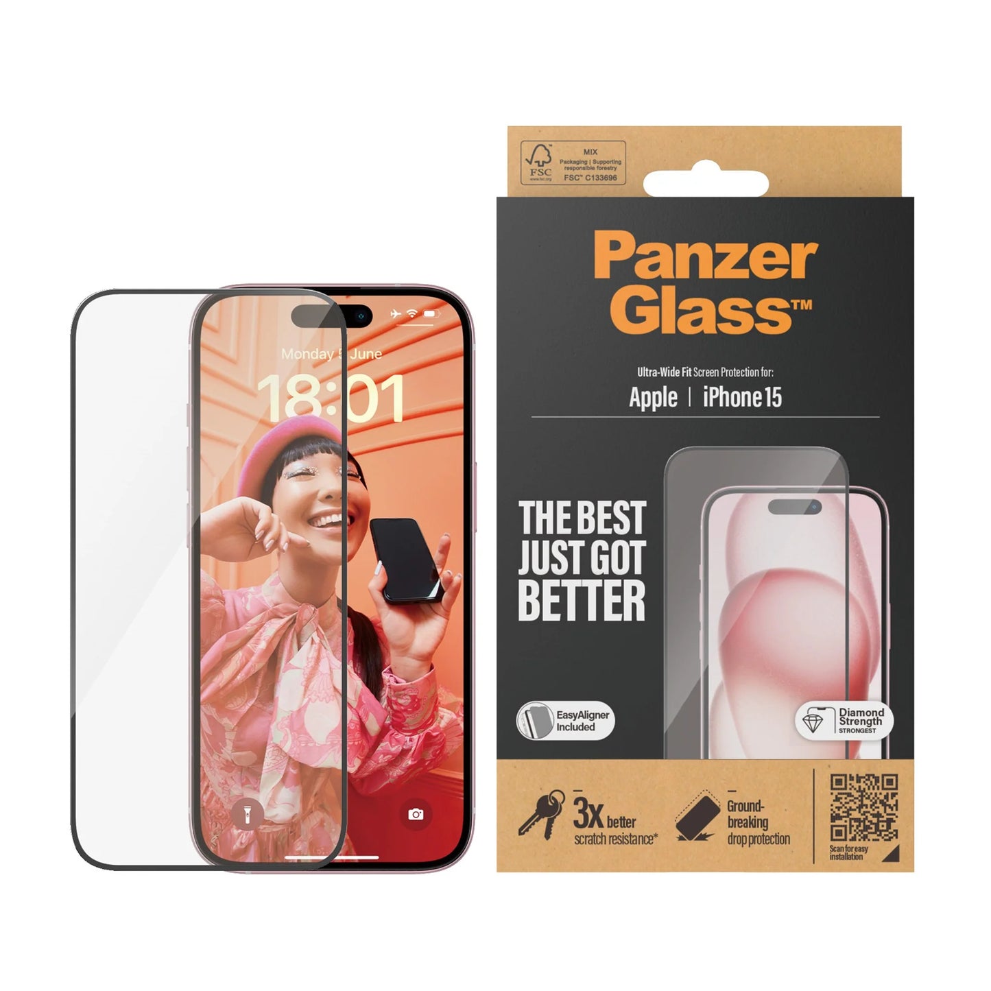 PanzerGlass Apple iPhone 15 med Easy Aligner