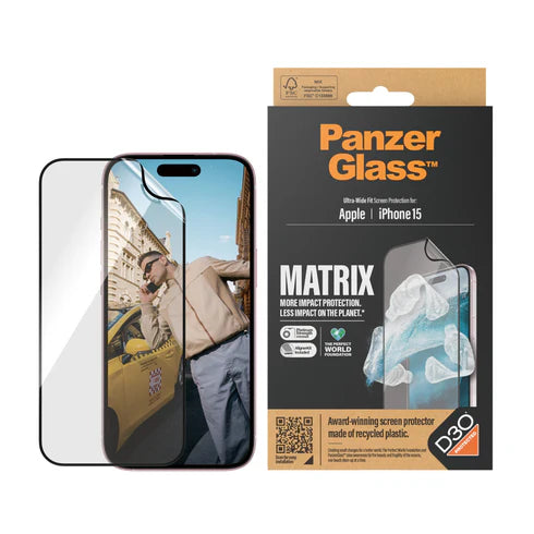 PanzerGlass Apple iPhone 15 MATRIX Screen Protector with D3O®