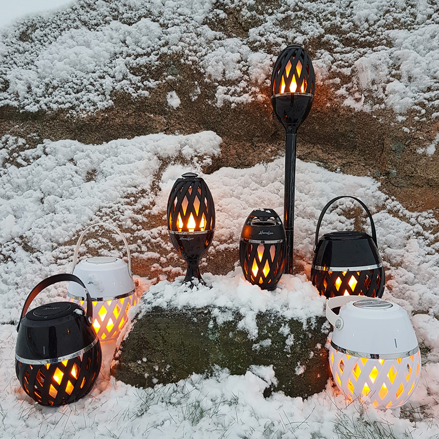 Homeline Helios Flamlampa med BT-högtalare, Svart
